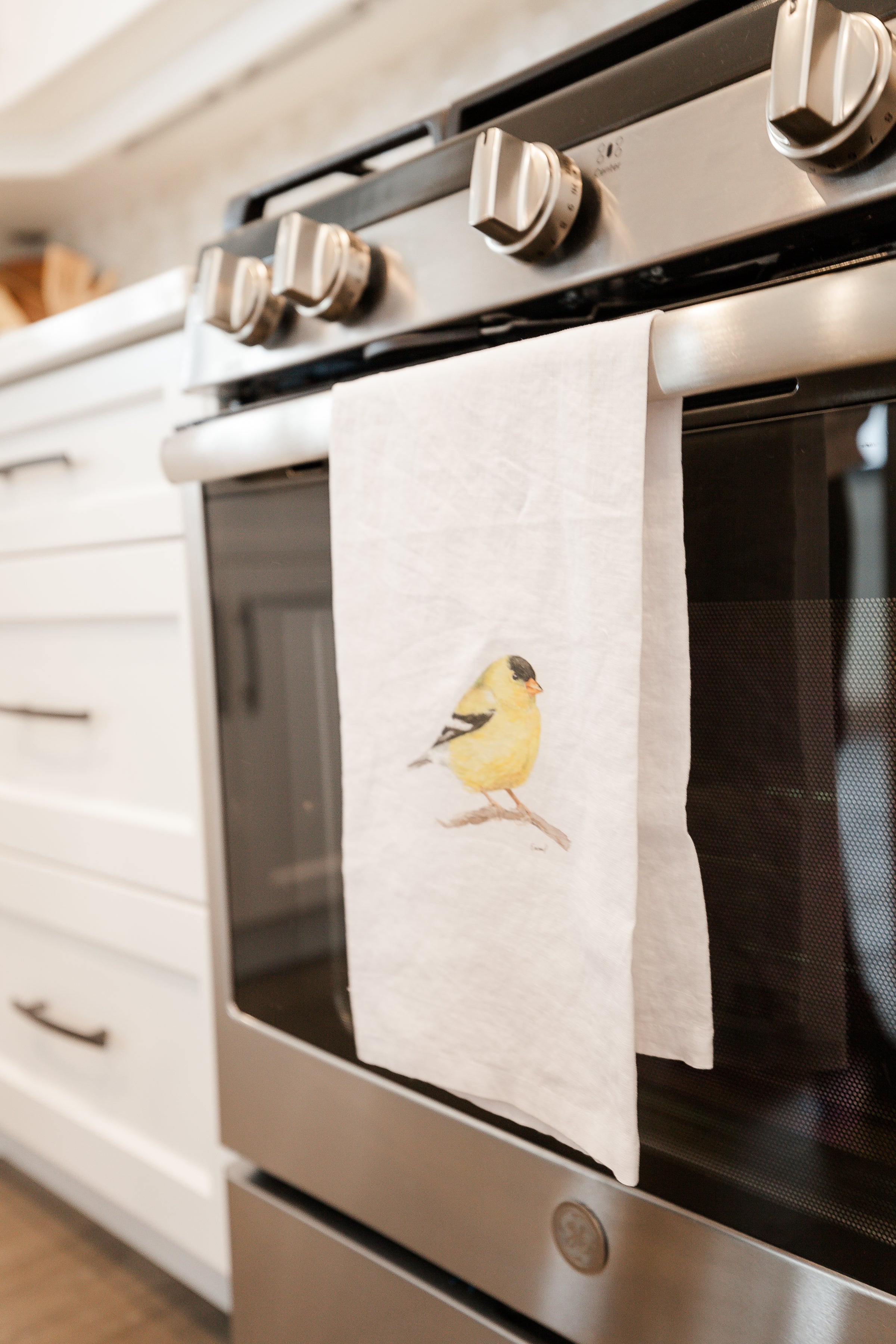 Goldfinch French Linen Tea Towel