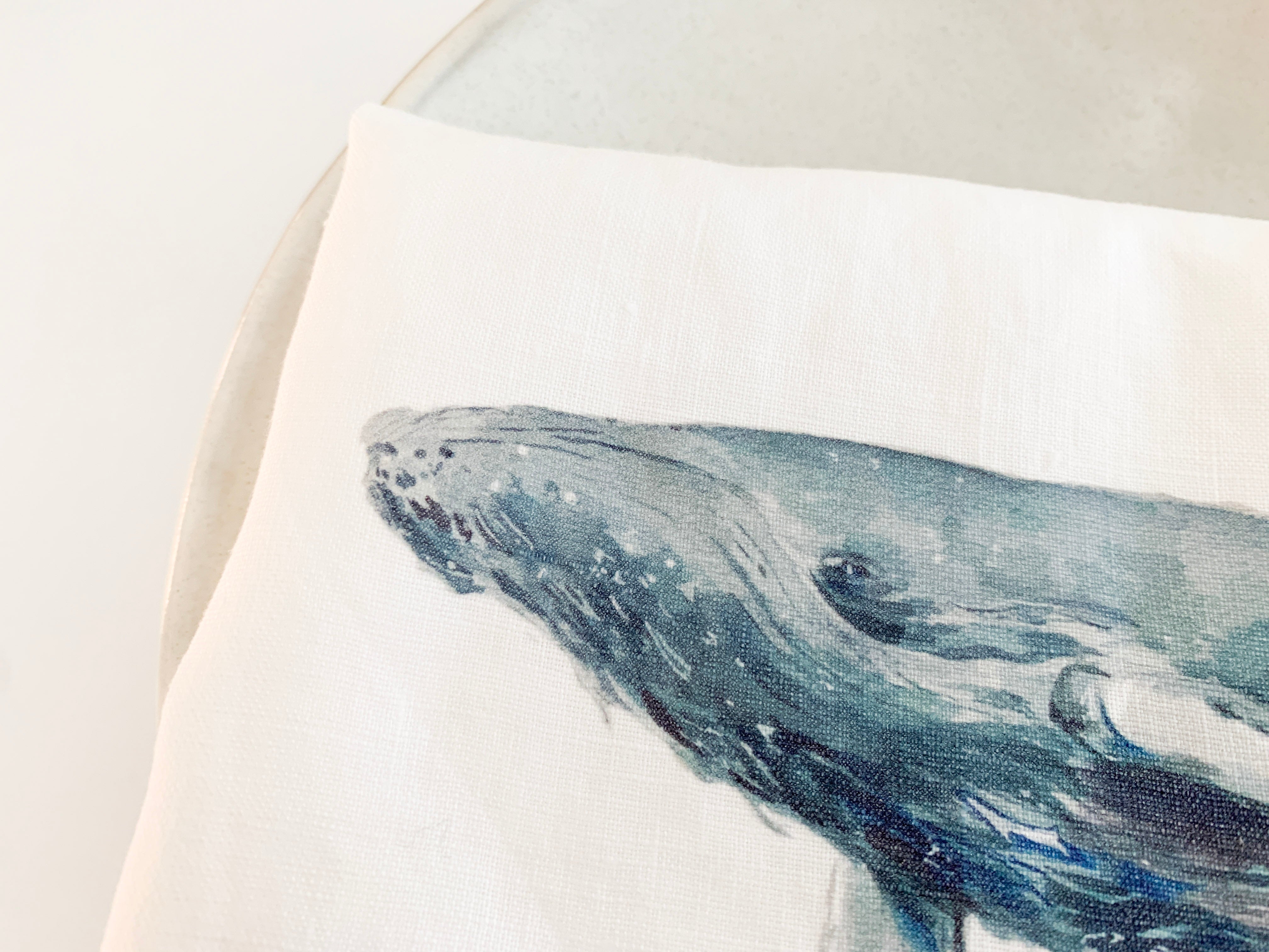 Humpback whale French Linen Tea Towel