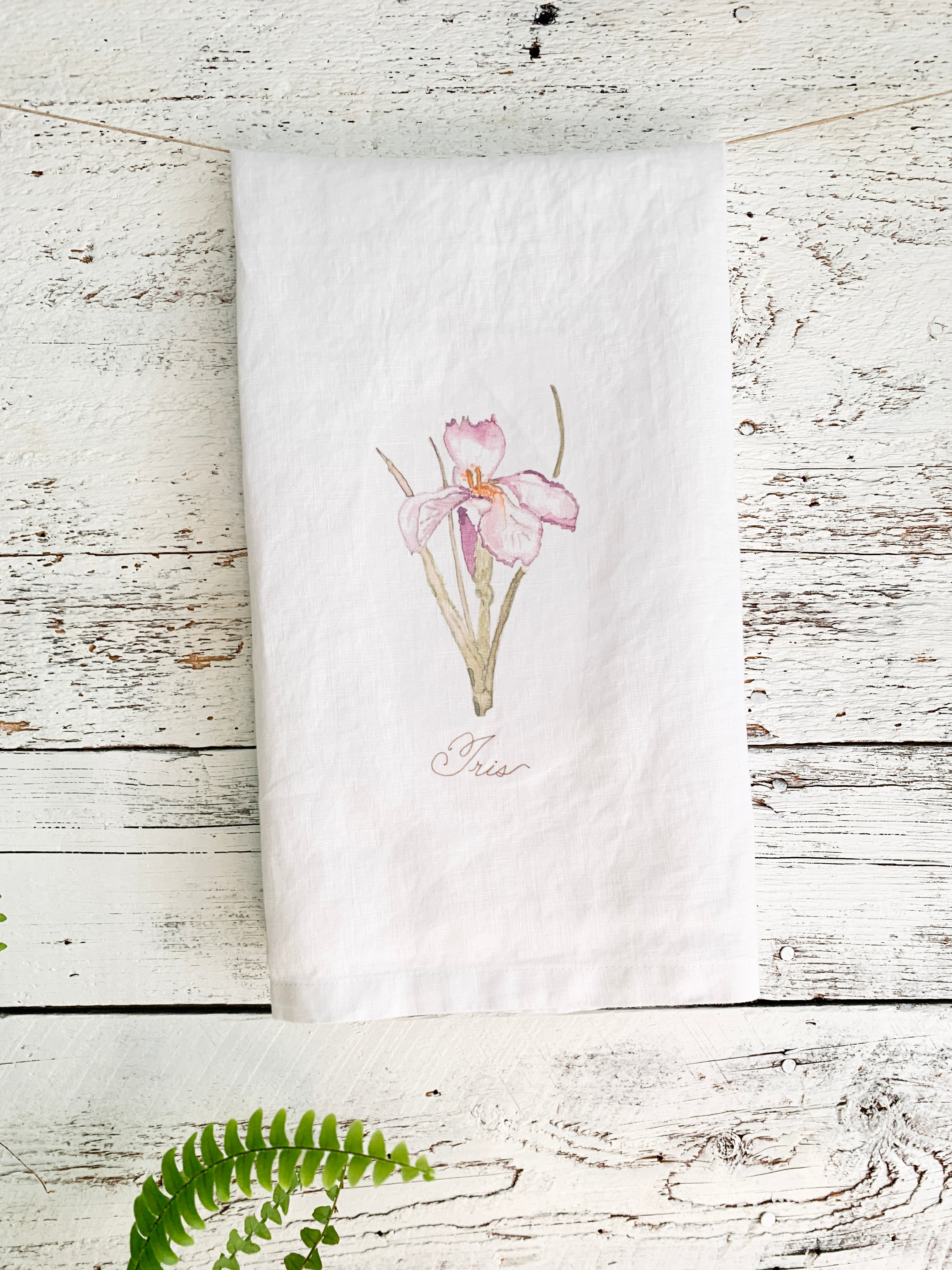 Iris French Linen Tea Towel