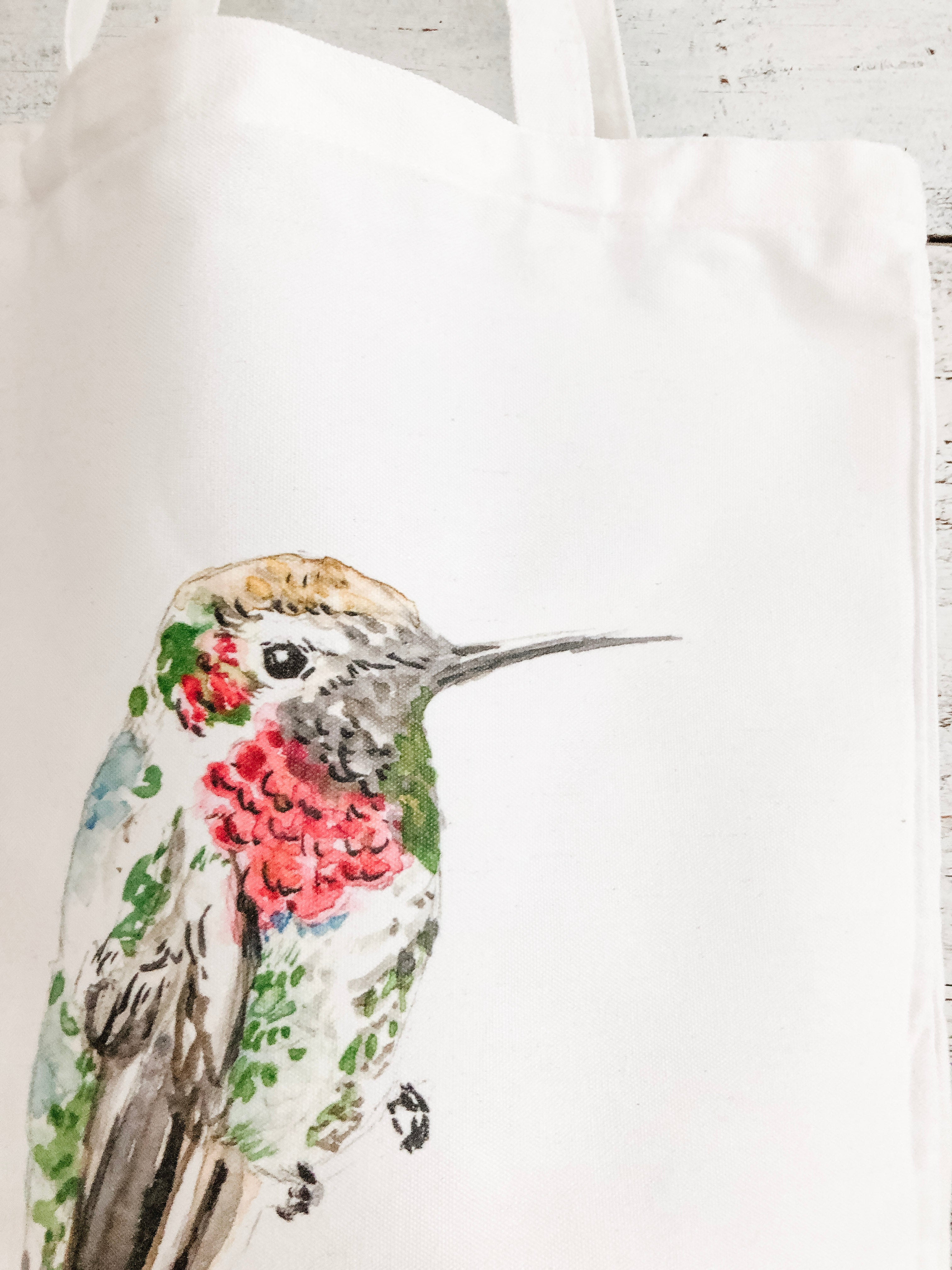 Ruby Throated Hummingbird Cotton Market Bag