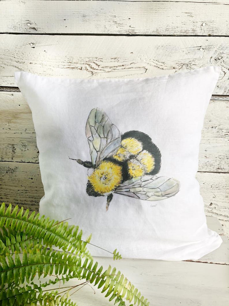 Bumblebee Linen Pillow Cover, Studio on Tenth