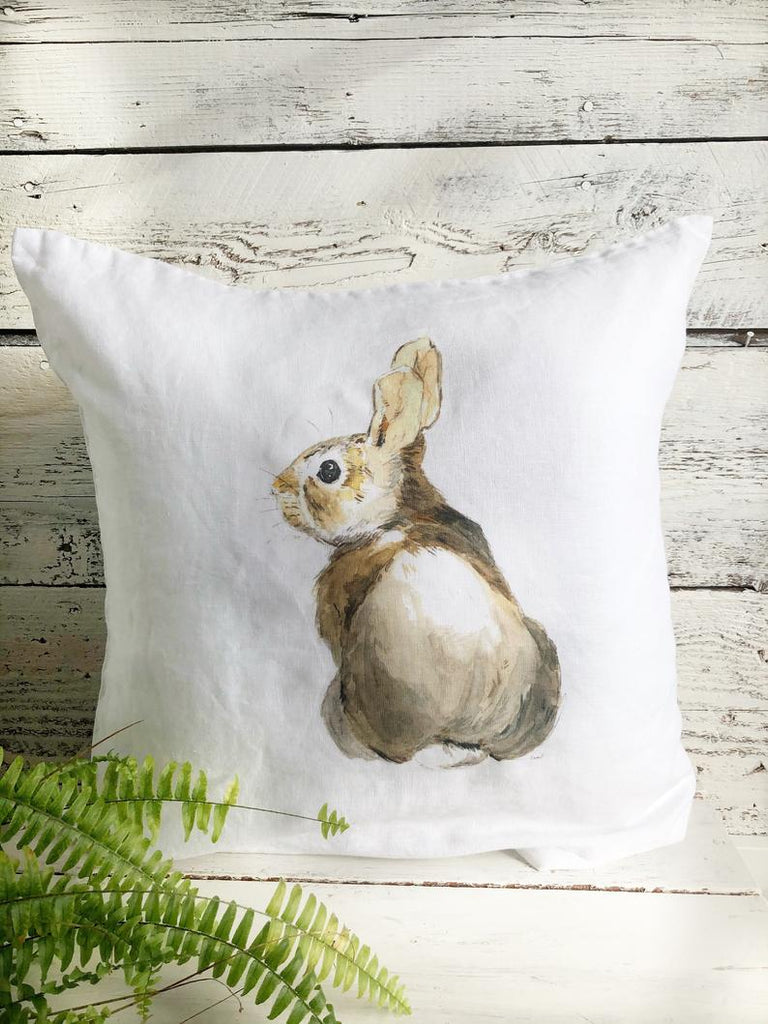Brown Bunny, Linen Pillow Case, Studio on Tenth