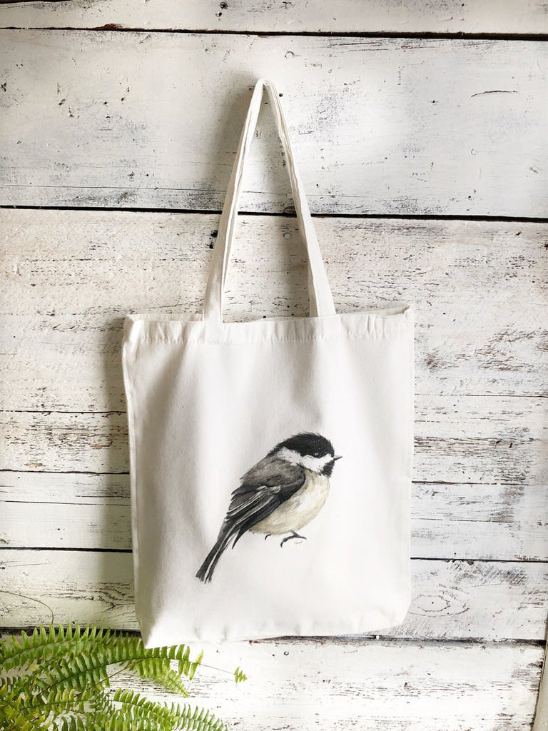 Canvas reusable tote bag with art