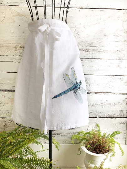 Blue Dragonfly French Linen Cafe Apron