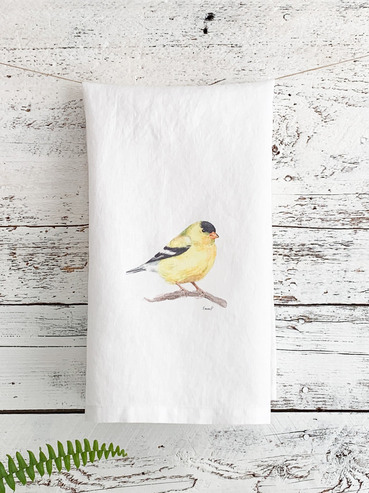 Goldfinch French Linen Tea Towel