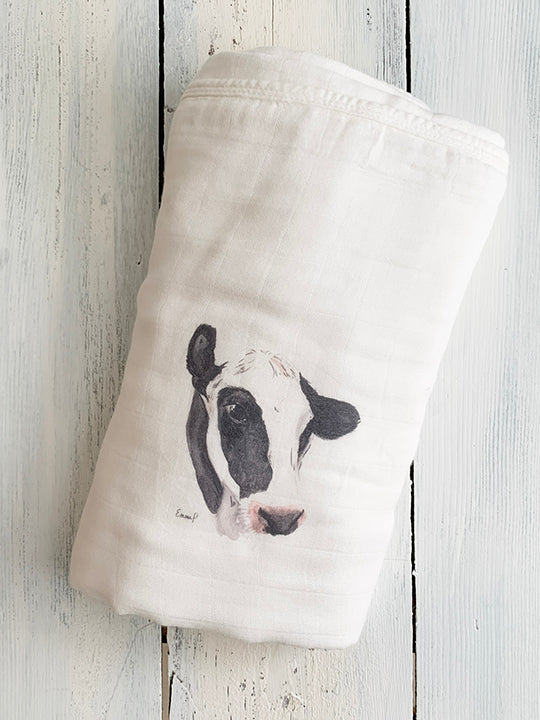 Baby Blanket with Holstein Cow