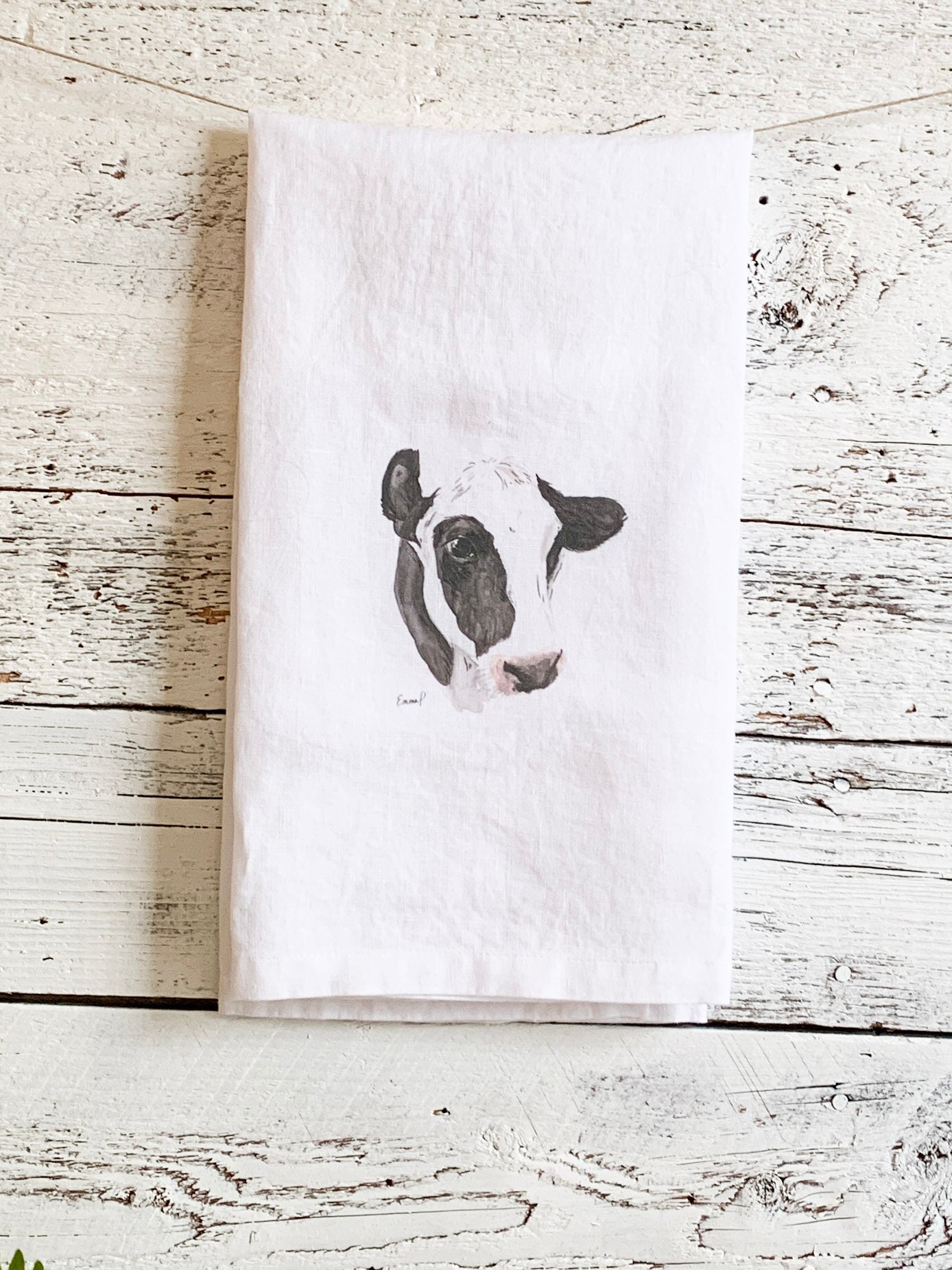 Holstein Cow French Linen Tea Towel