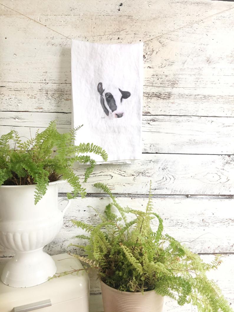 Holstein Cow French Linen Tea Towel