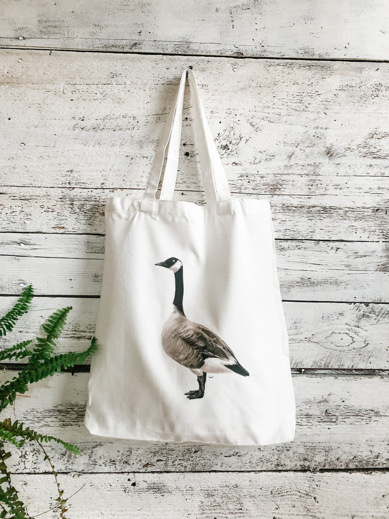 Canvas reusable tote bag with art Canada Goose