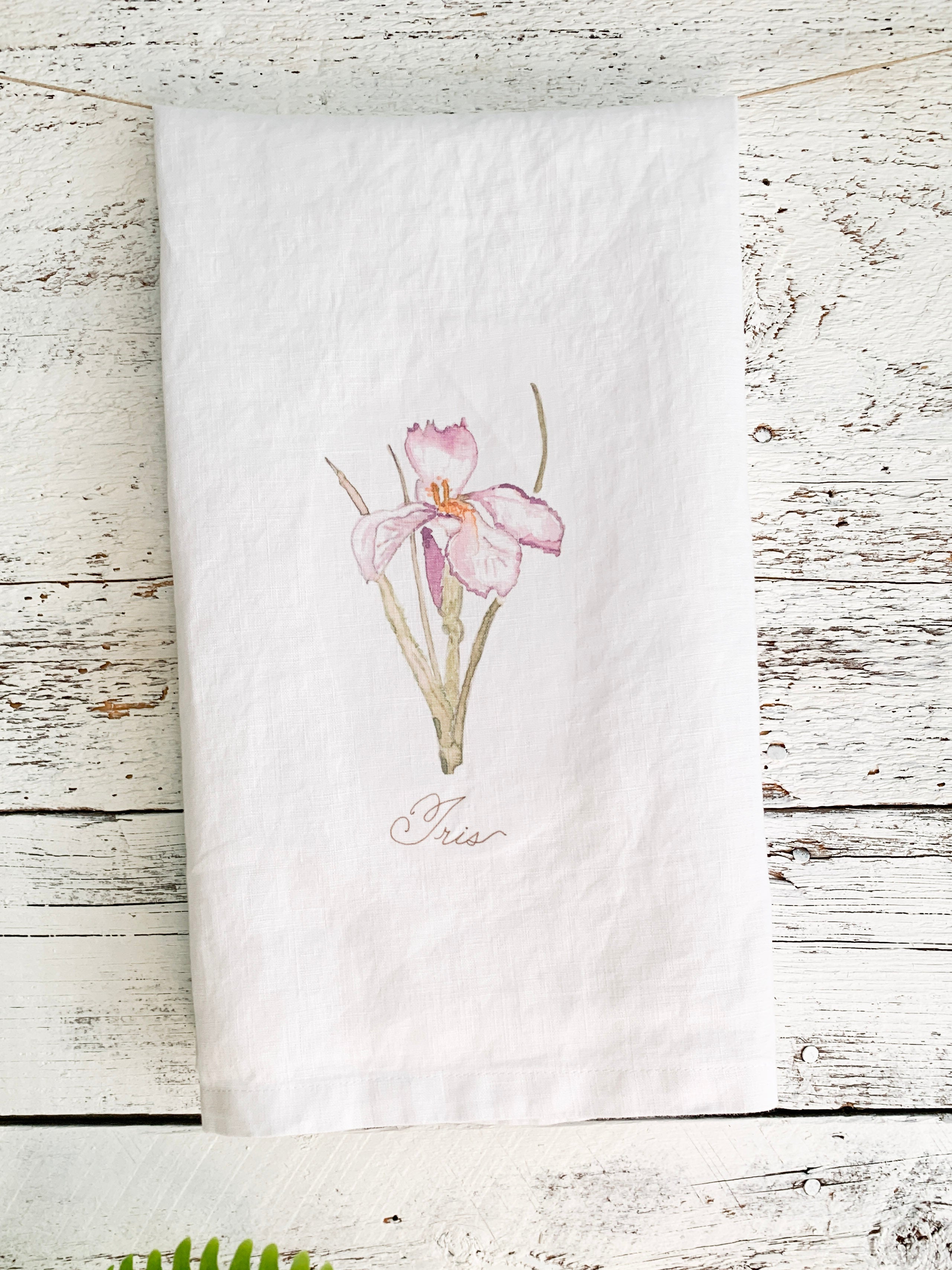 Iris French Linen Tea Towel