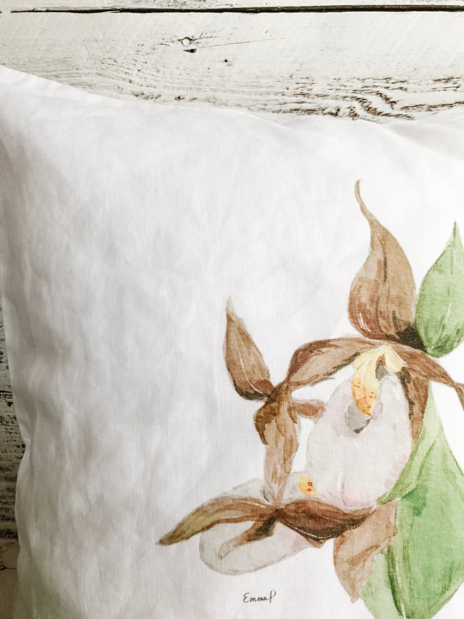 Lady's Slipper French Linen Pillow Cover