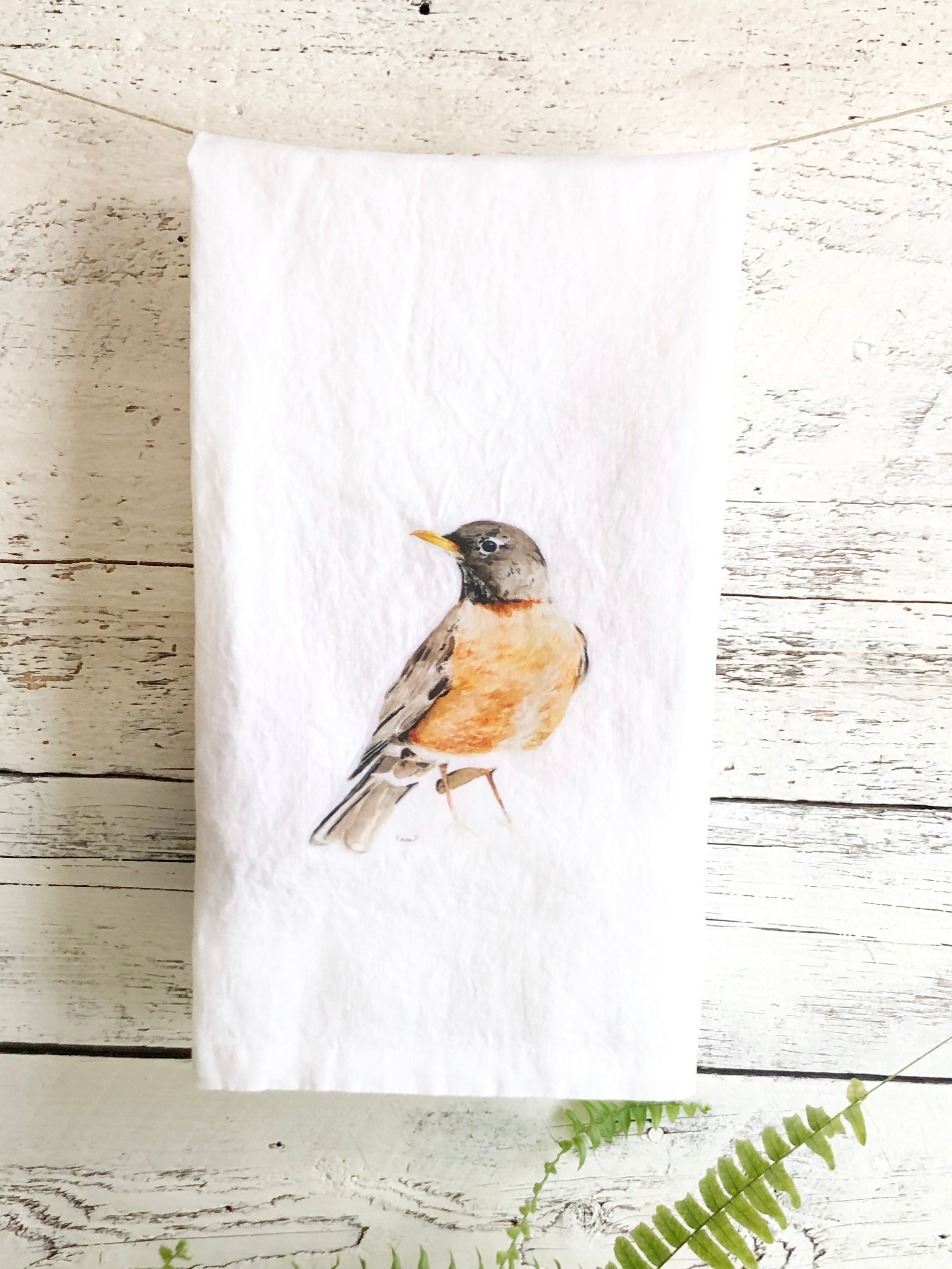 Robin French Linen Tea Towel