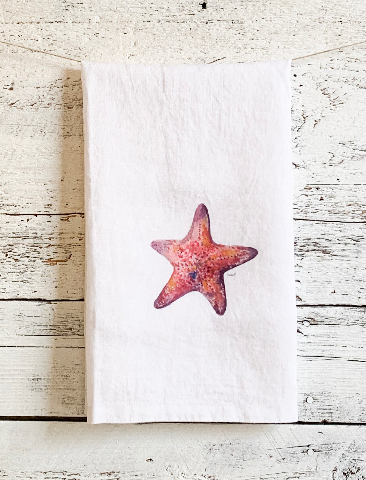 Starfish French Linen Tea Towel