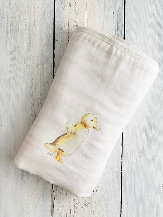 Baby Blanket with Yellow Duckling